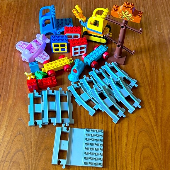 Lego Duplo Train Construction Cars Airplane Transportation Extra Pieces Set - Picture 1 of 8